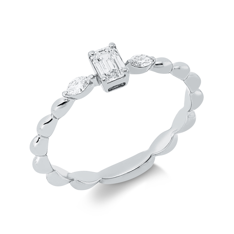 Solitaire mit Besatz Ring Weißgold 18kt 0,34ct
