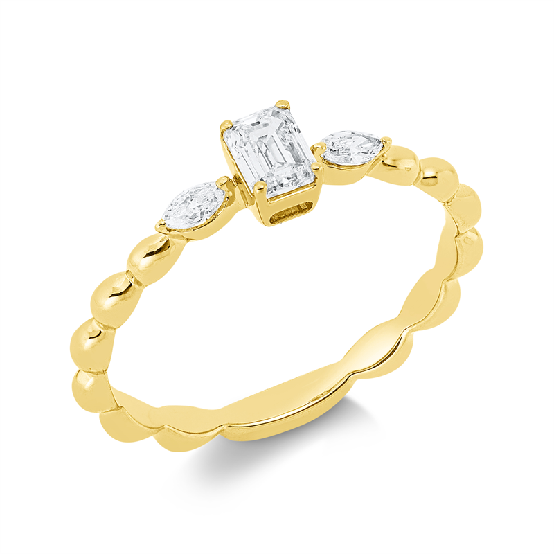 Solitaire mit Besatz Ring Weißgold 18kt 0,41ct