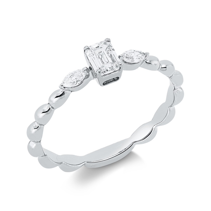 Solitaire mit Besatz Ring Weißgold 18kt 0,41ct
