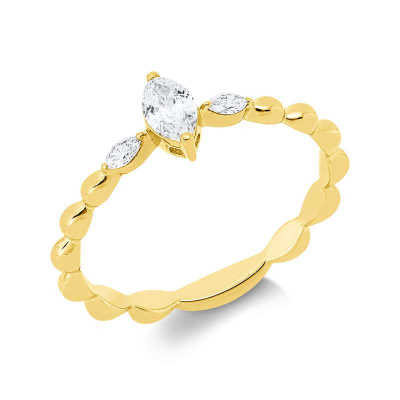 Solitaire mit Besatz Ring Weißgold 18kt 0,25ct
