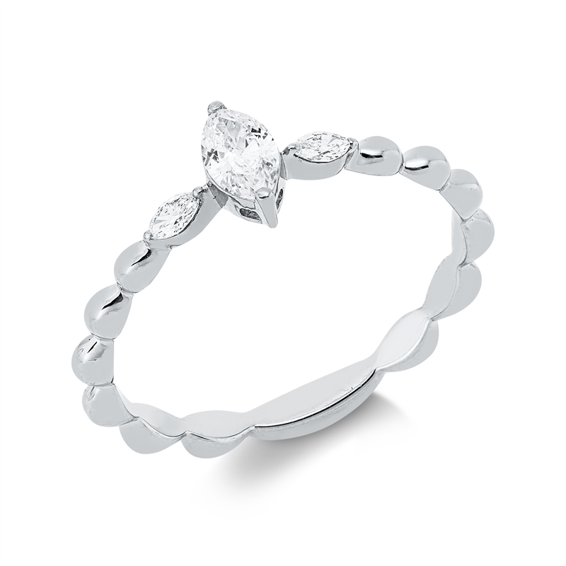 Solitaire mit Besatz Ring Weißgold 18kt 0,25ct