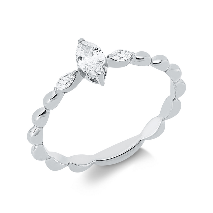Solitaire mit Besatz Ring Weißgold 18kt Ref-1IW11
