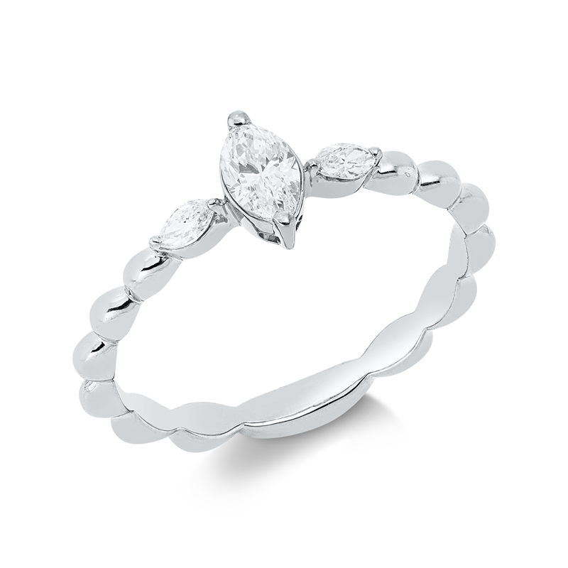 Solitaire mit Besatz Ring Weißgold 18kt 0,31ct