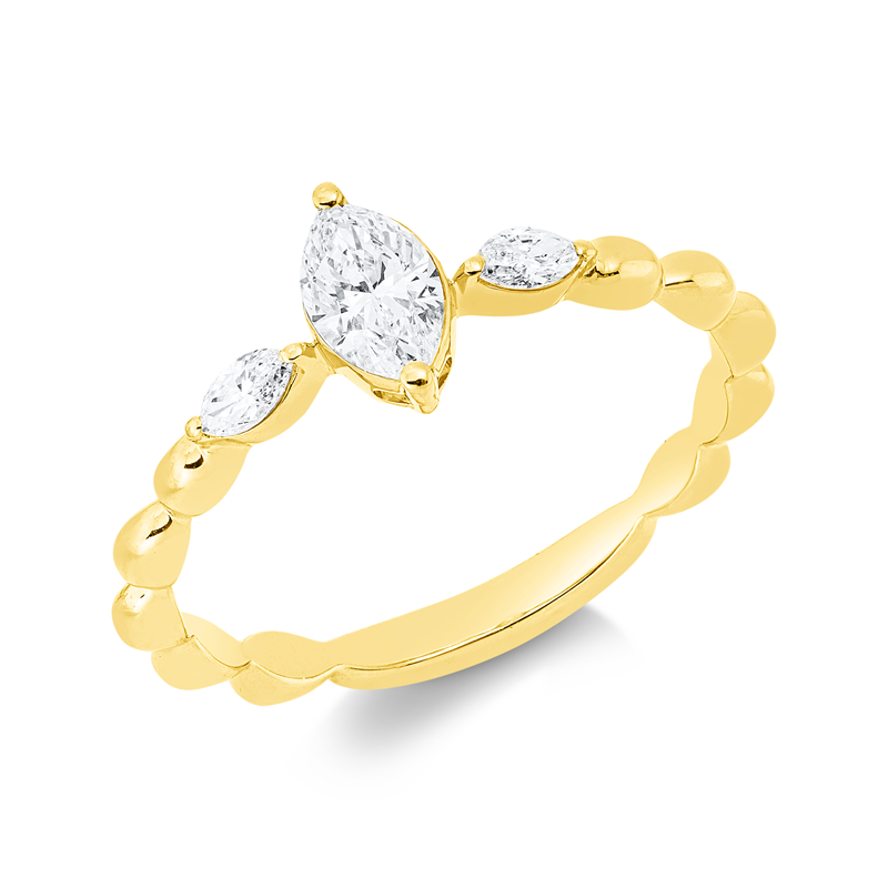 Solitaire mit Besatz Ring Weißgold 18kt 0,43ct