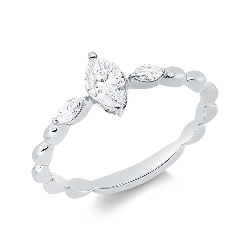 Solitaire mit Besatz Ring Weißgold 18kt 0,43ct