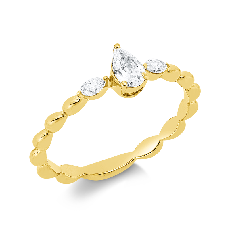 Solitaire mit Besatz Ring Weißgold 18kt 0,3ct