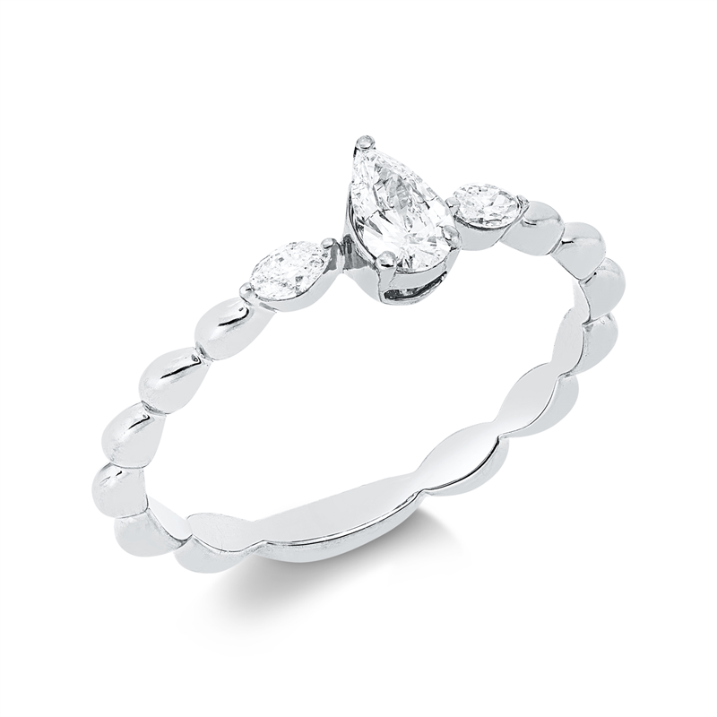Solitaire mit Besatz Ring Weißgold 18kt 0,3ct