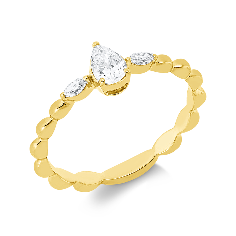 Solitaire mit Besatz Ring Weißgold 18kt 0,32ct