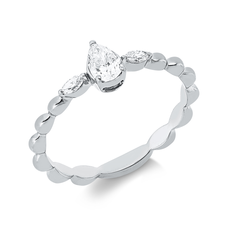 Solitaire mit Besatz Ring Weißgold 18kt 0,32ct