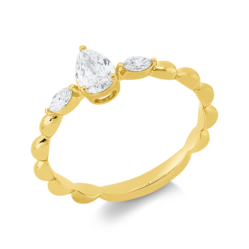 Solitaire mit Besatz Ring Weißgold 18kt 0,42ct