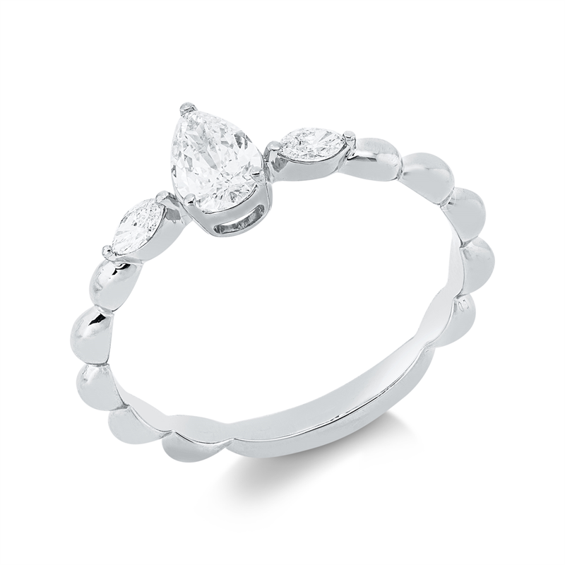 Solitaire mit Besatz Ring Weißgold 18kt 0,42ct