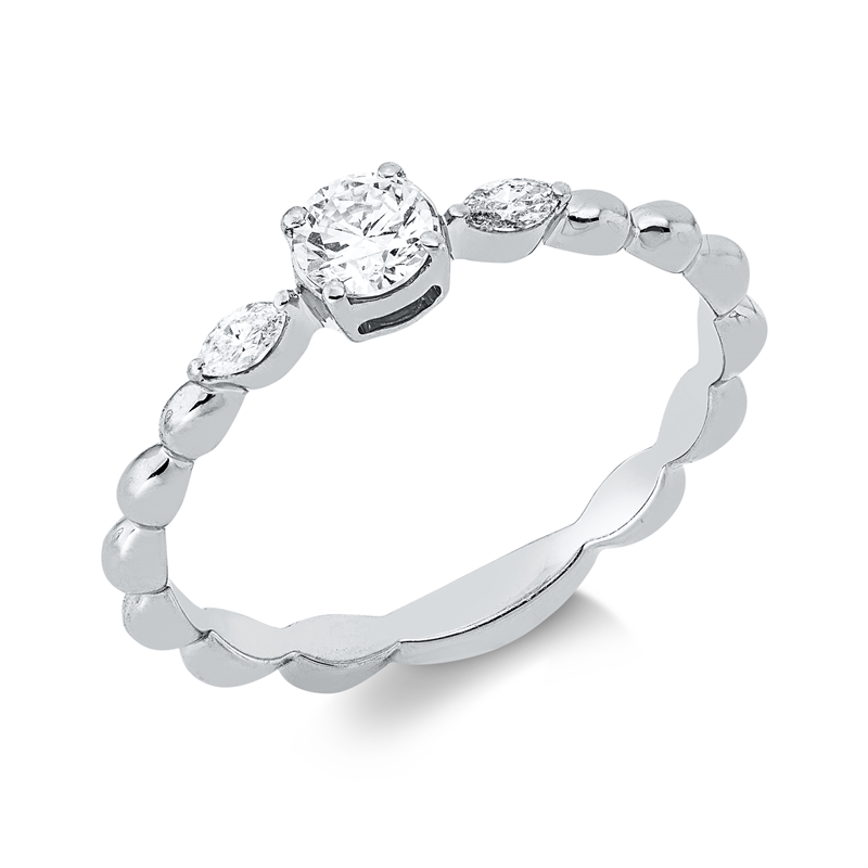 Solitaire mit Besatz Ring Weißgold 18kt 0,3ct