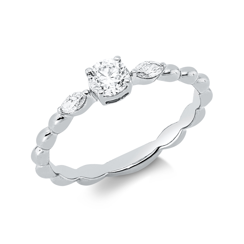 Solitaire mit Besatz Ring Weißgold 18kt 0,39ct