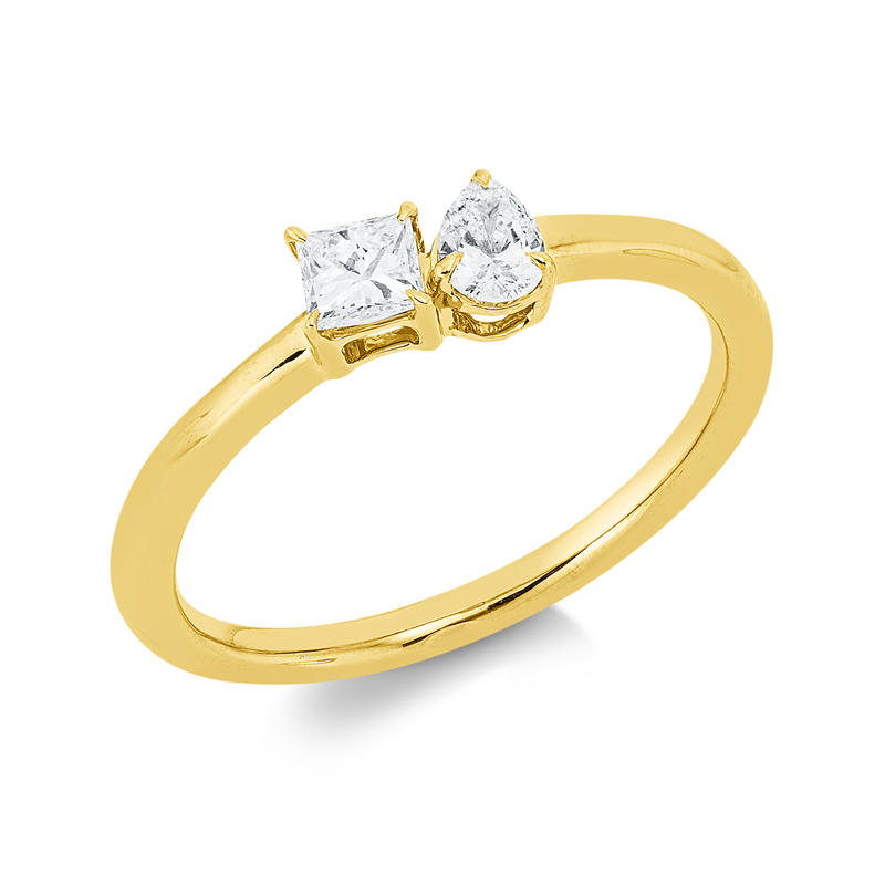Solitaire mit Besatz Ring Weißgold 18kt 0,34ct