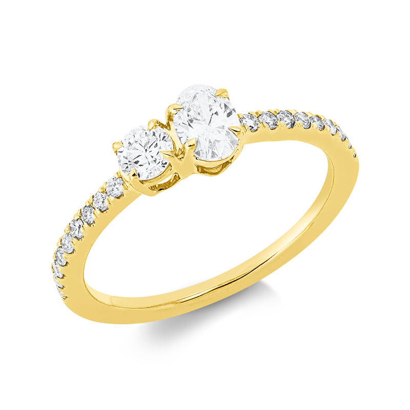Solitaire mit Besatz Ring Weißgold 18kt 0,66ct