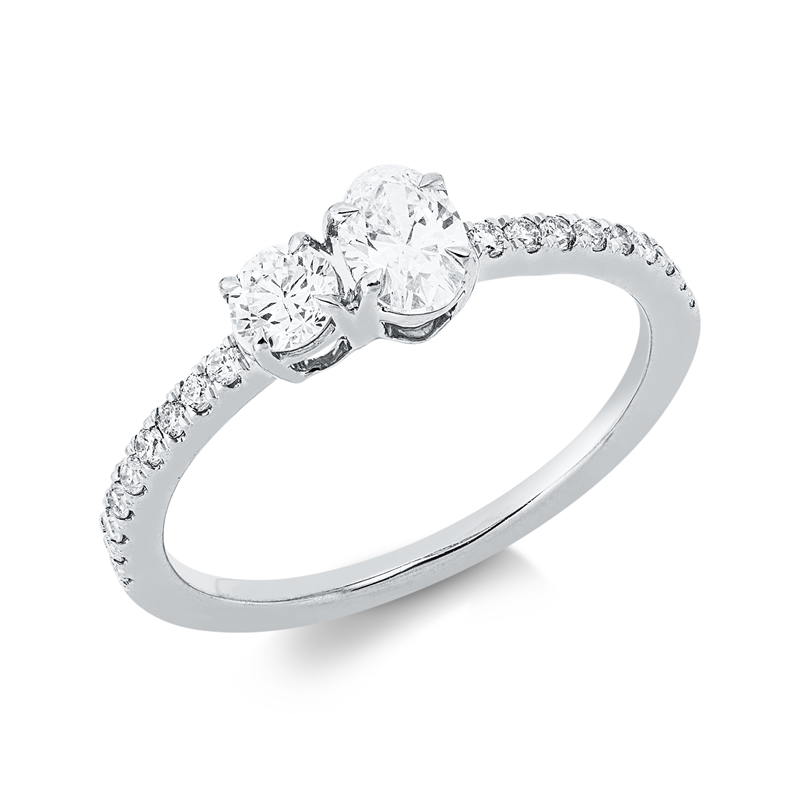 Solitaire mit Besatz Ring Weißgold 18kt 0,66ct