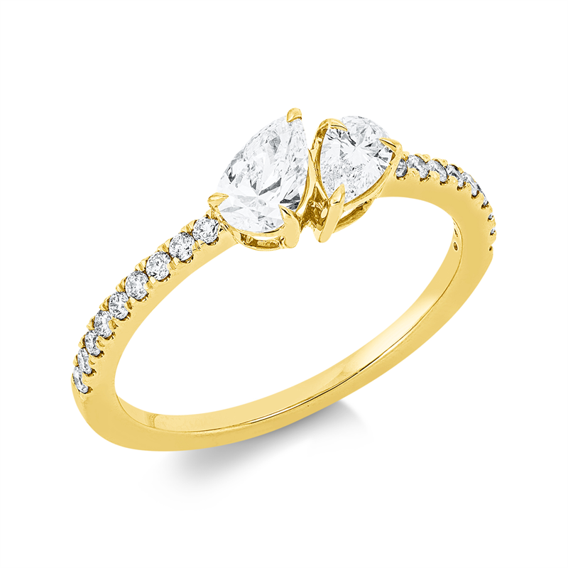 Solitaire mit Besatz Ring Weißgold 18kt 0,63ct