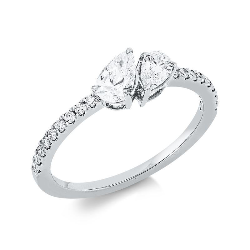 Solitaire mit Besatz Ring Weißgold 18kt 0,63ct