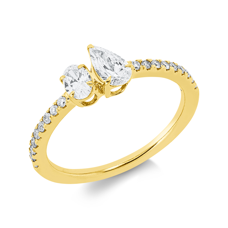 Solitaire mit Besatz Ring Weißgold 18kt 0,63ct