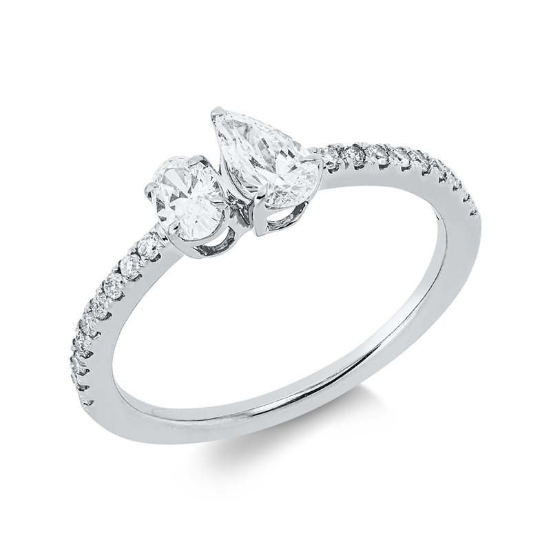 Solitaire mit Besatz Ring Weißgold 18kt 0,63ct