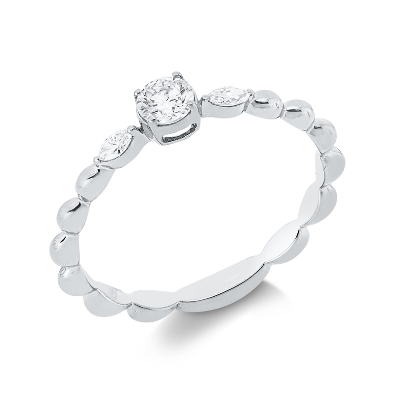 Solitaire mit Besatz Ring Weißgold 18kt 0,27ct