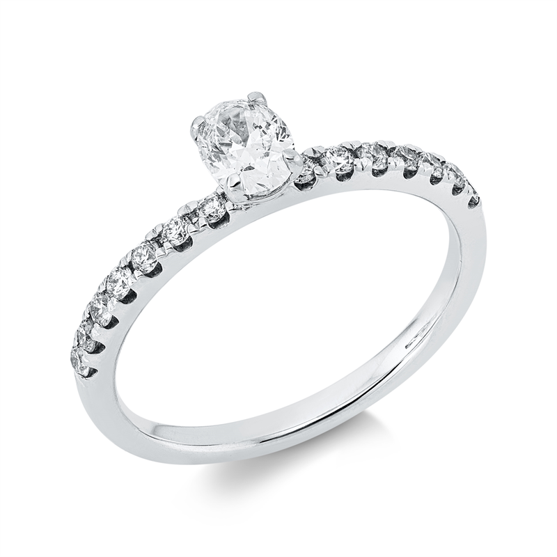 Solitaire mit Besatz Ring Weißgold 18kt 0,64ct