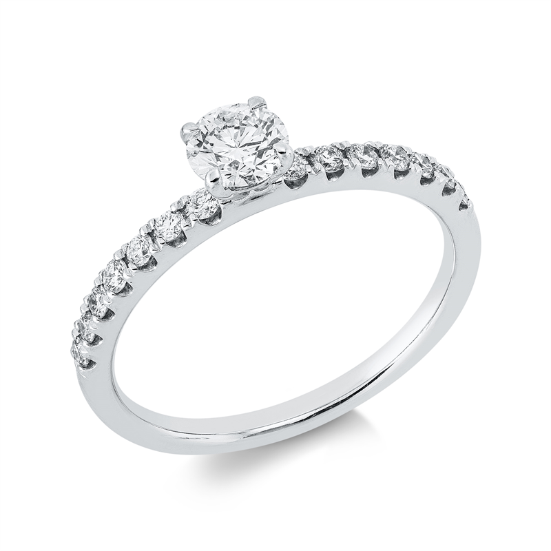 Solitaire mit Besatz Ring Weißgold 18kt 0,65ct