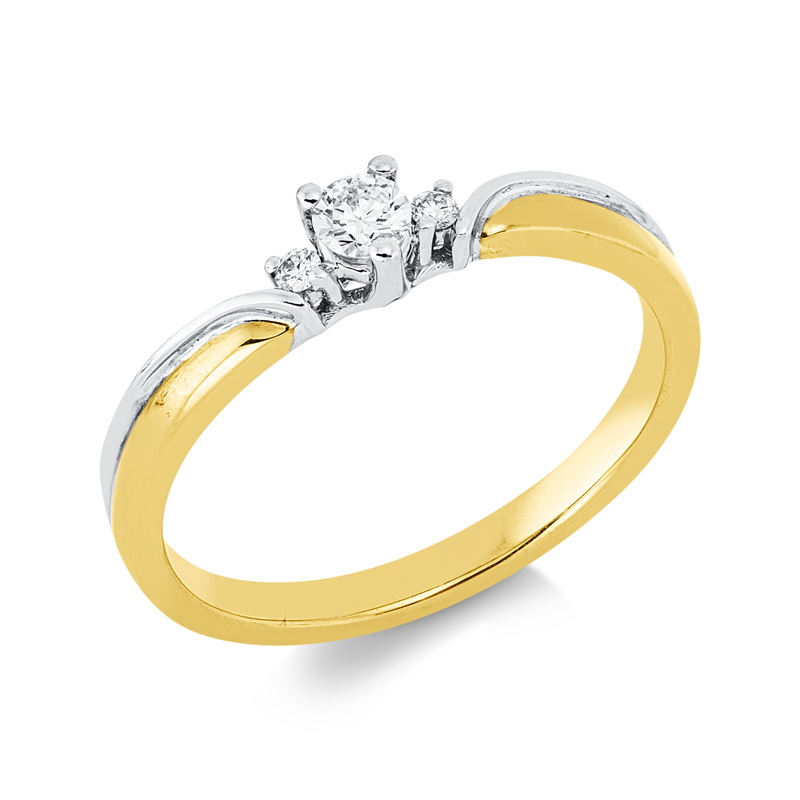 Solitaire mit Besatz Ring Rotgold / Weißgold 18kt 0,13ct