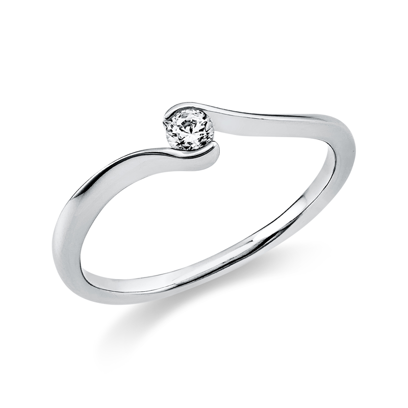 Solitaire Ring Weißgold 18kt 0,1ct