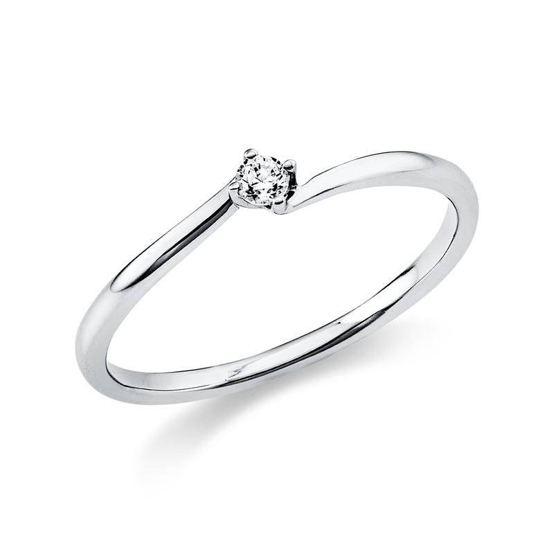 Solitaire Ring Weißgold 18kt 0,05ct