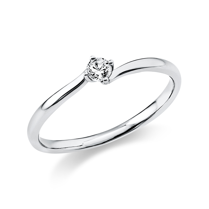 Solitaire Ring Weißgold 18kt 0,1ct