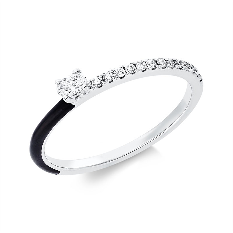 Solitaire mit Besatz Ring Weißgold 18kt 0,17ct