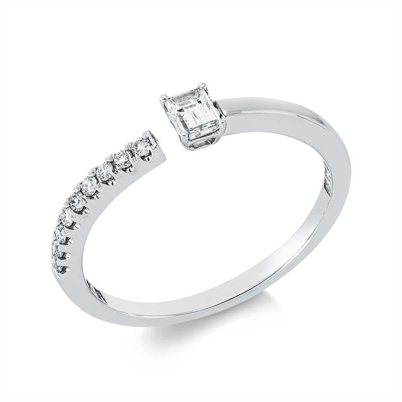 Solitaire mit Besatz Ring Weißgold 18kt 0,26ct
