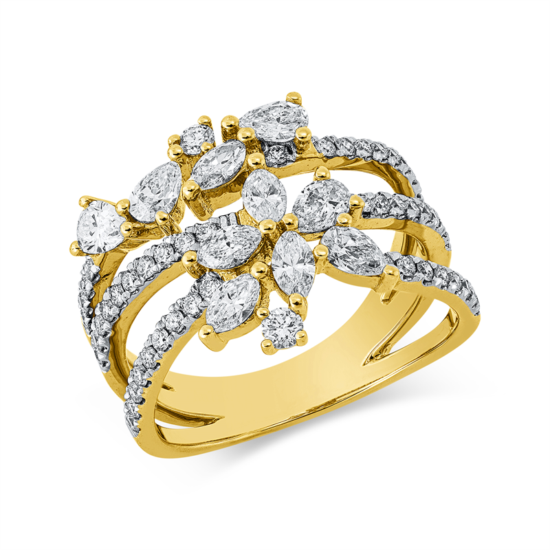 Exklusiv Ring Gelbgold / Weißgold 18kt 1,39ct