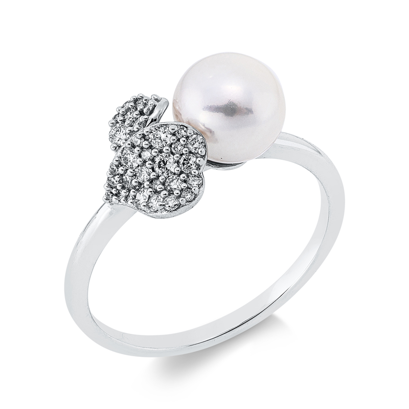 Perle Ring Weißgold 18kt 0,2ct