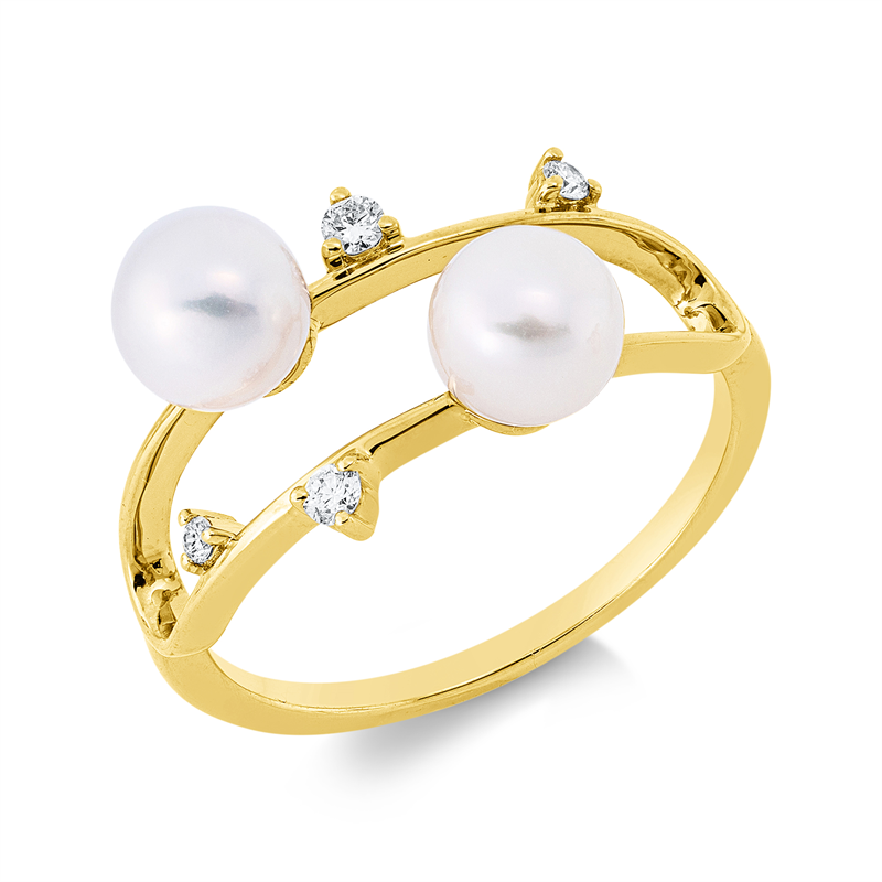 Perle Ring Gelbgold 18kt 0,07ct