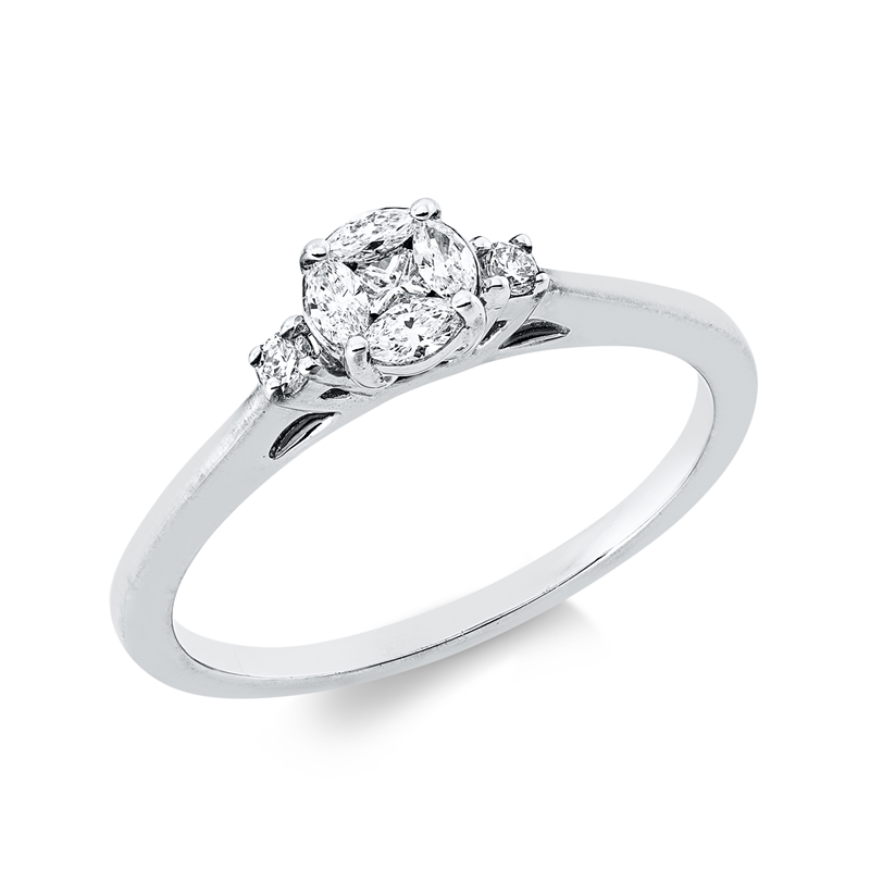 Baguette Illusion Ring Weißgold 18kt 0,24ct