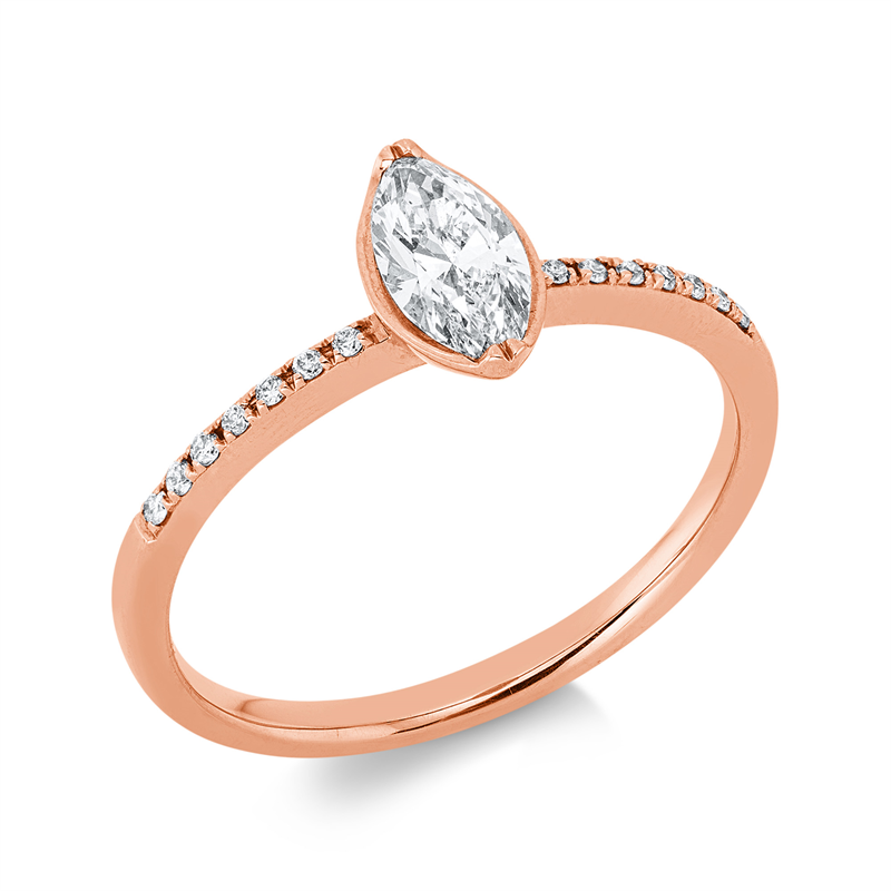 Solitaire mit Besatz Ring Rotgold 18kt 0,45ct