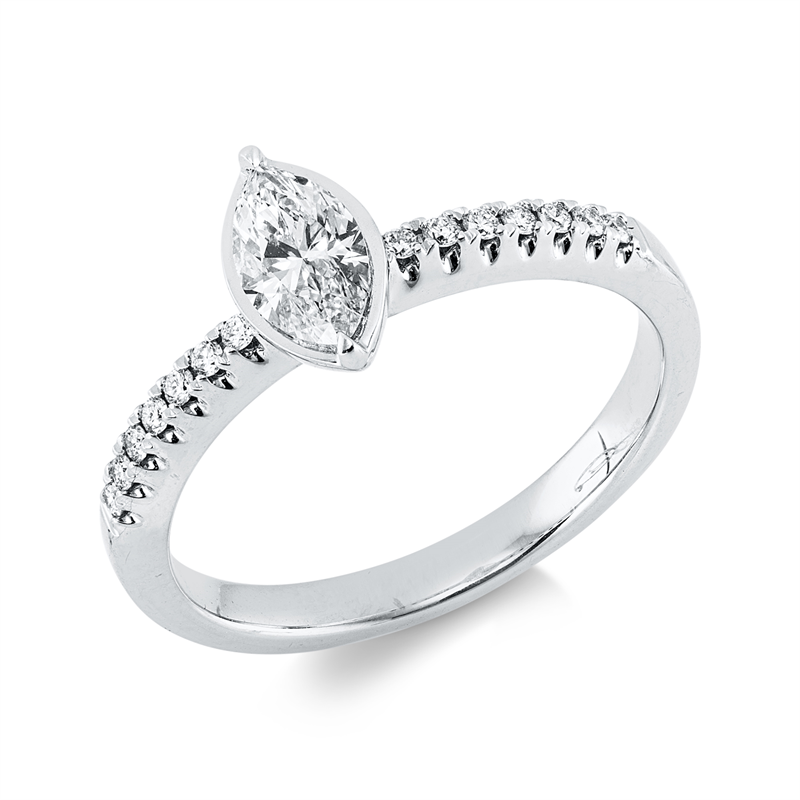 Solitaire mit Besatz Ring Weißgold 14kt 0,51ct
