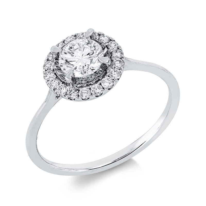 Solitaire mit Besatz Ring Weißgold 18kt 0,72ct