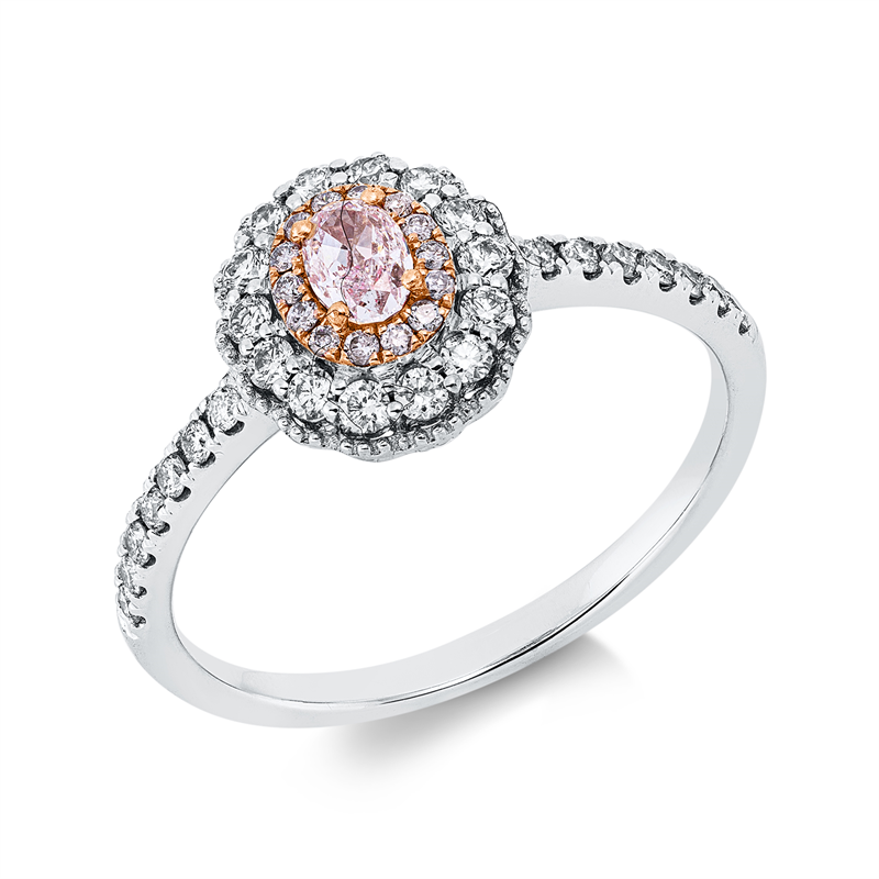 Farbiger Diamant Ring Weißgold / Rotgold 18kt 0,57ct