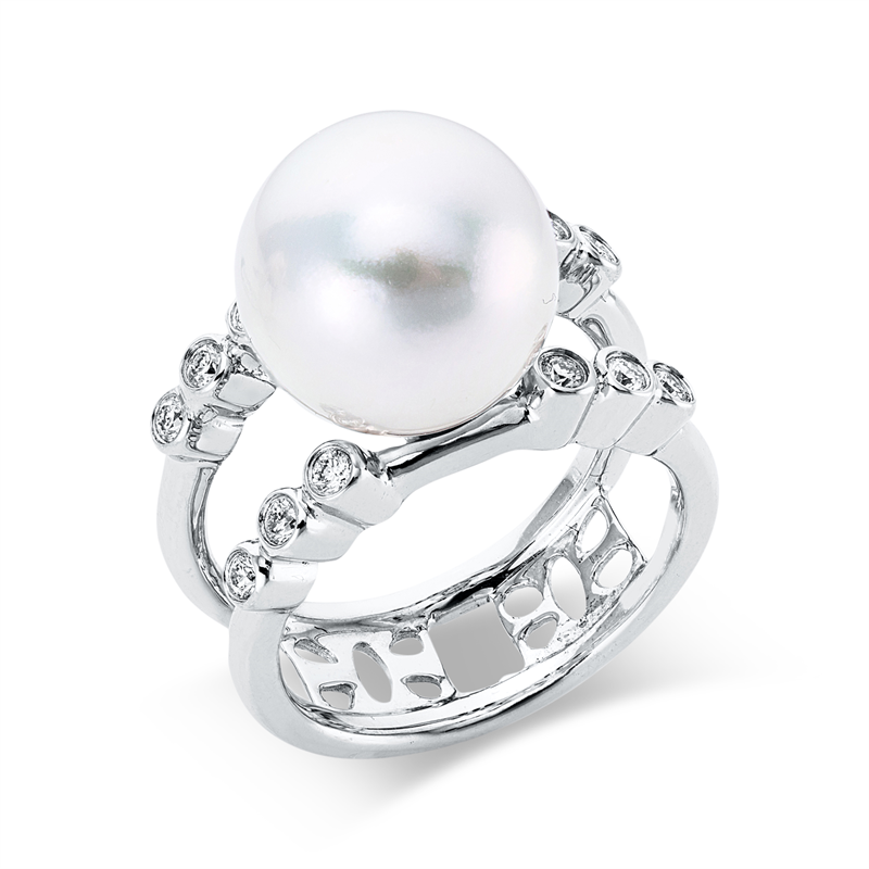 Perle Ring Weißgold 18kt 0,27ct