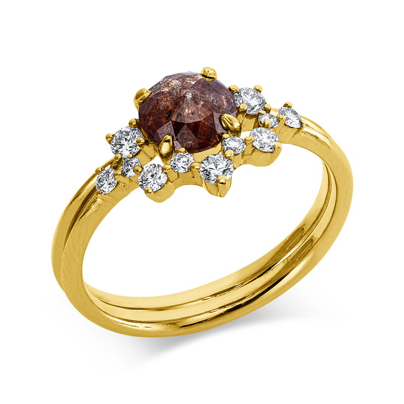 Farbiger Diamant Ring Gelbgold 18kt 0,95ct
