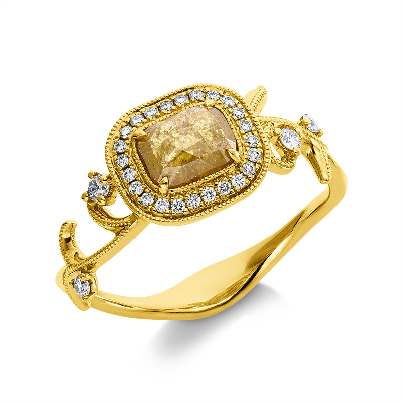 Farbiger Diamant Ring Gelbgold 18kt 0,77ct