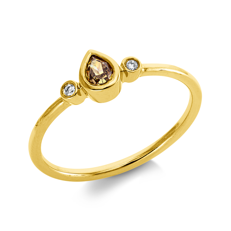 Farbiger Diamant Ring Gelbgold 18kt 0,21ct