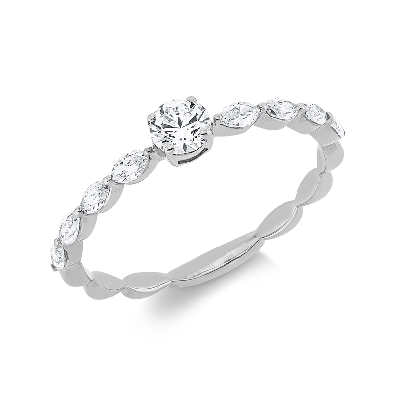 Solitaire mit Besatz Ring Gelbgold 18kt 0,5ct