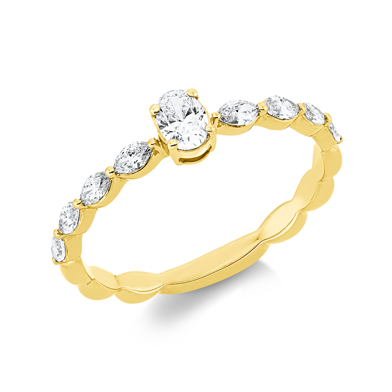Solitaire mit Besatz Ring Gelbgold 18kt 0,49ct