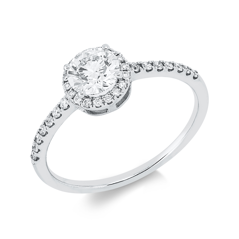 Solitaire mit Besatz Ring Weißgold 18kt 0,7ct