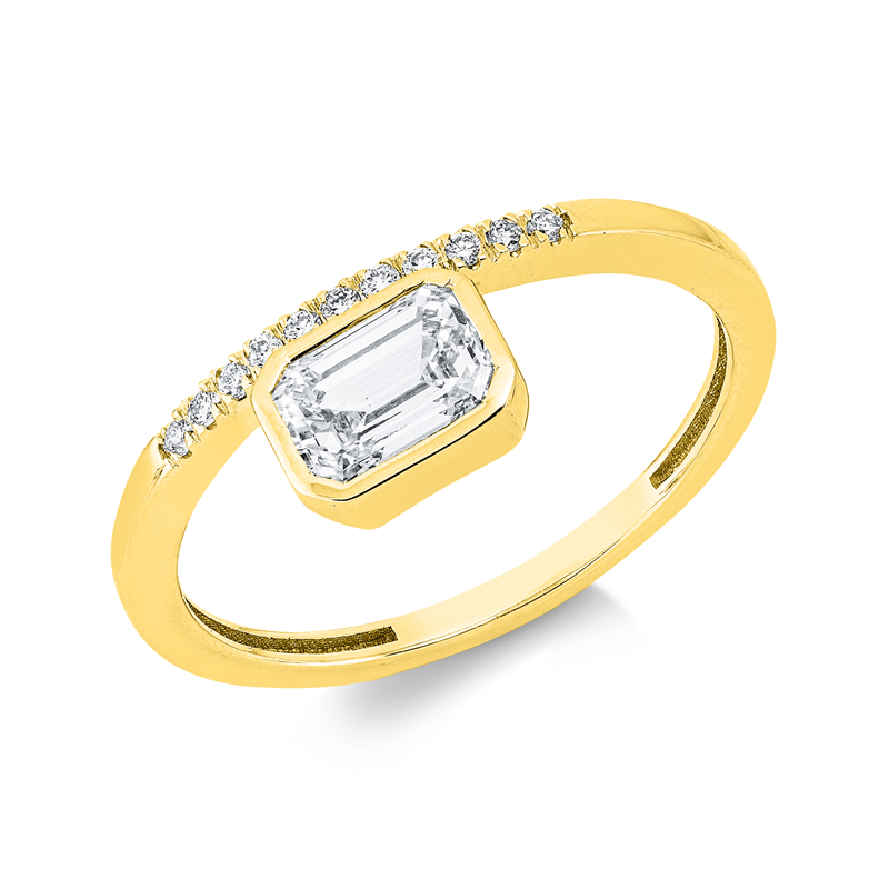 Solitaire mit Besatz Ring Gelbgold 14kt Ref-1JL16