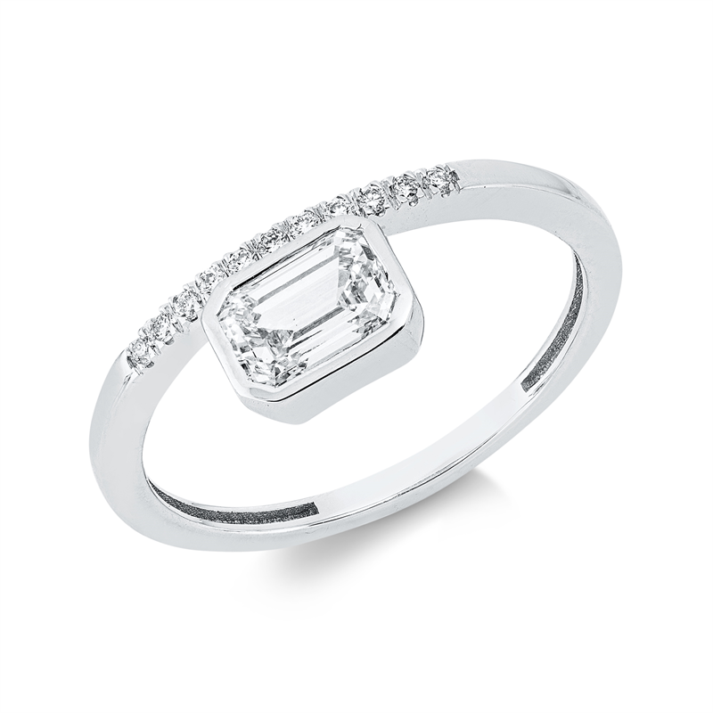Solitaire mit Besatz Ring Weißgold 14kt Ref-1JL16